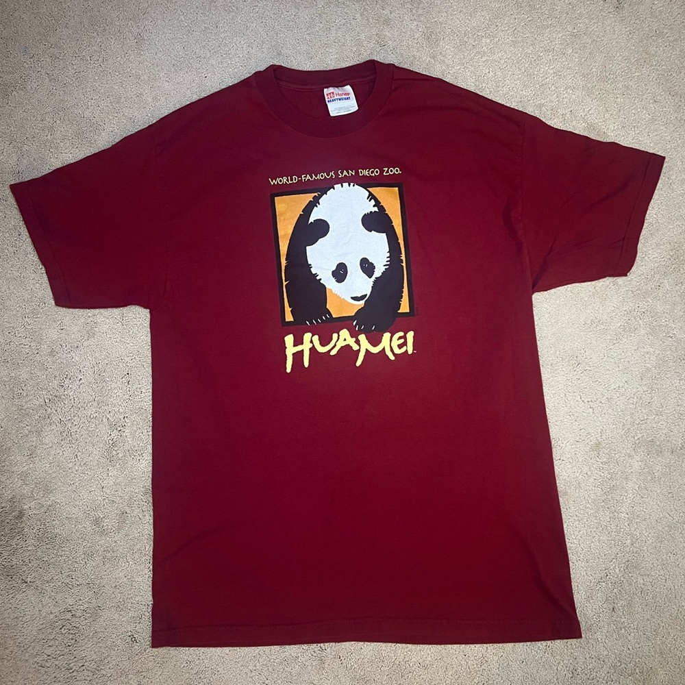 Hua Mei Panda San Diego Zoo T-Shirt Adult Size L Red Maroon